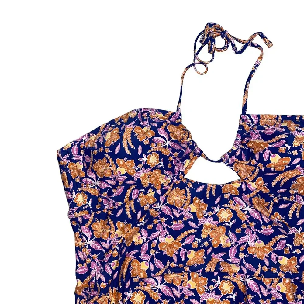 NWT J. Crew Floral Halter Cut-Out One-Piece Swim Bathing Suit Women's Size 22
